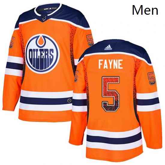 Mens Adidas Edmonton Oilers 5 Mark Fayne Authentic Orange Drift Fashion NHL Jersey